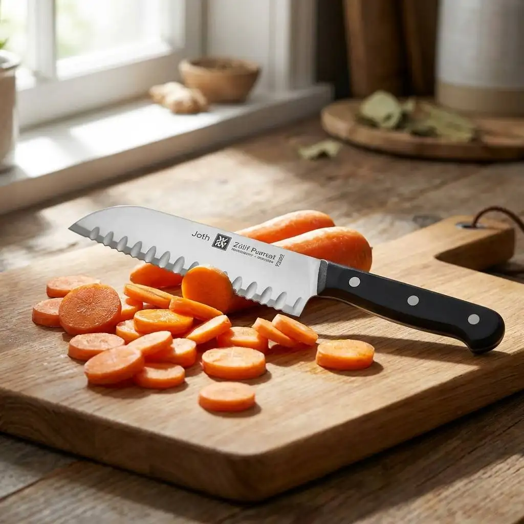 Vibrant orange carrot slices on a wooden cutting board illuminated by natural window light. Vibrant orange carrot slices on a wooden cutting board illuminated by natural window light.